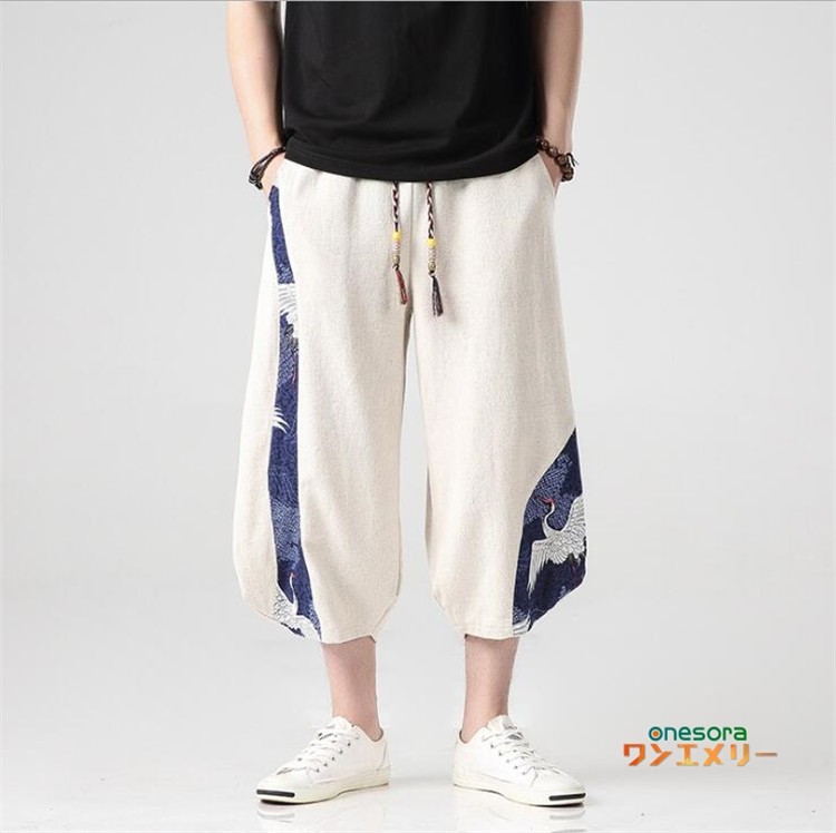 サルエルパンツ メンズ 夏 ハロンパンツ ガウチョパンツ 太め 薄手 パンツ ボトムス 涼しい リネンパンツ カジュアル ゆったり 大人 おしゃれ Wkz072 ワンエメリー 通販 Yahoo ショッピング