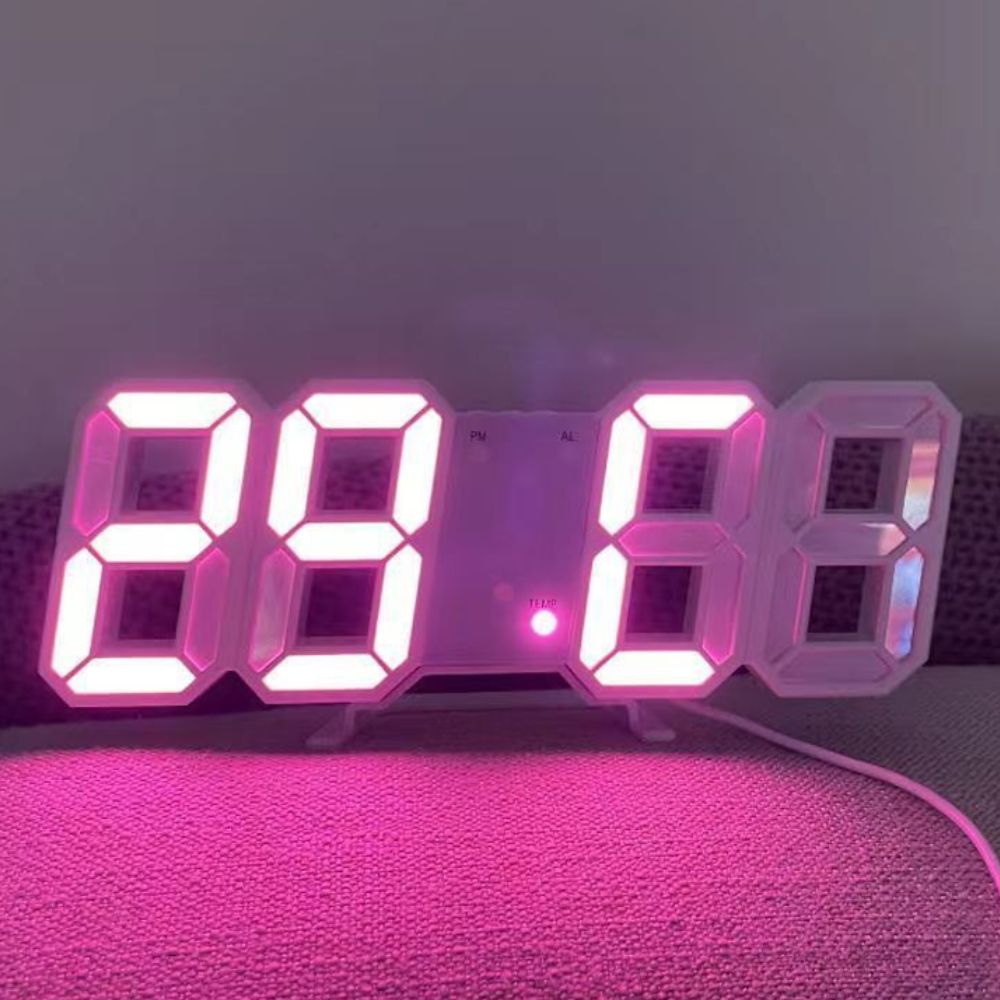 デジタル時計 おしゃれ 北欧 置き時計 光る 日付 夜でも見える インテリア usb キッチン 蛍光 コンパクト 子供 シンプル 白 静音 見やすい | ブランド登録なし | 02