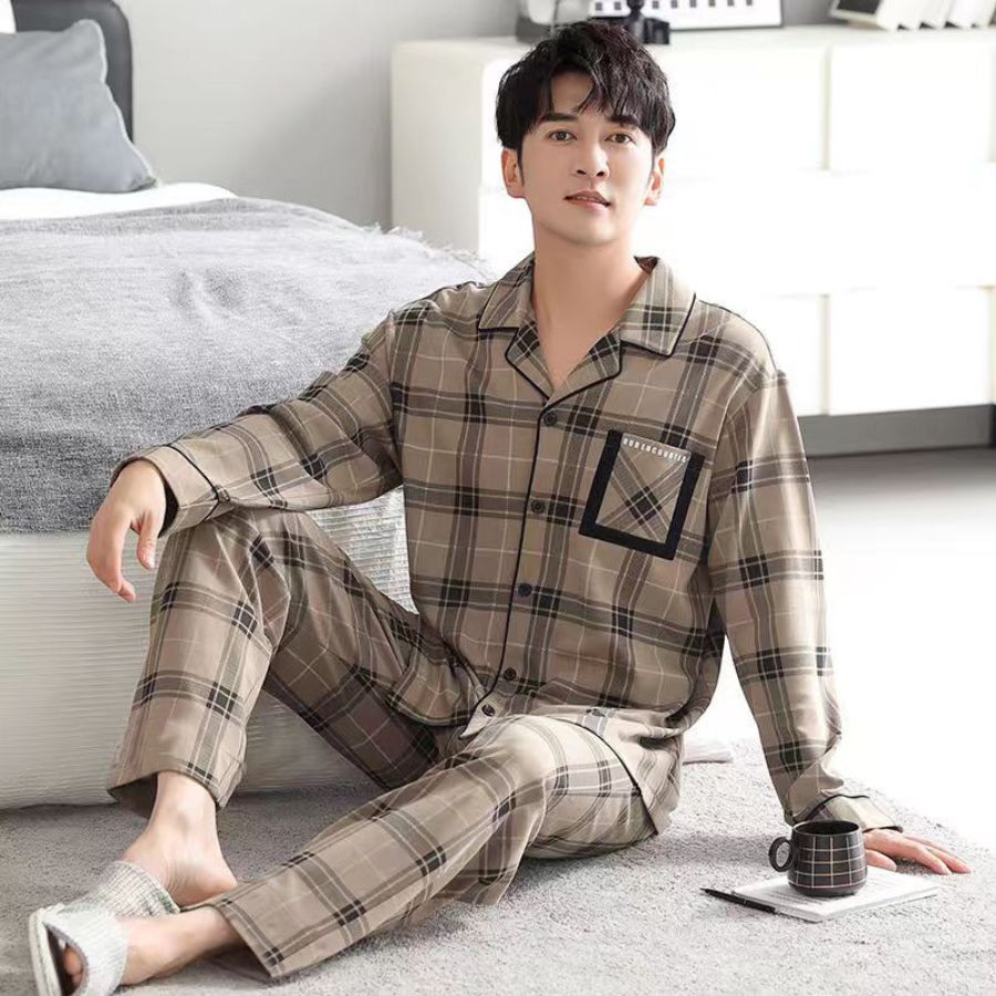 パジャマ メンズ 安い 上下セット 長袖 綿 ルームウェア 夏 前開き 秋