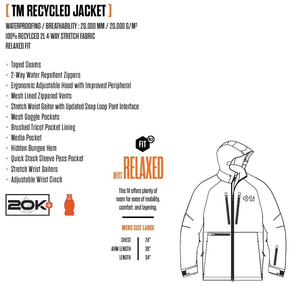 thirtytwo 25-26 ThirtyTwo ウェア TM RECYCLED JACKET 国内正規