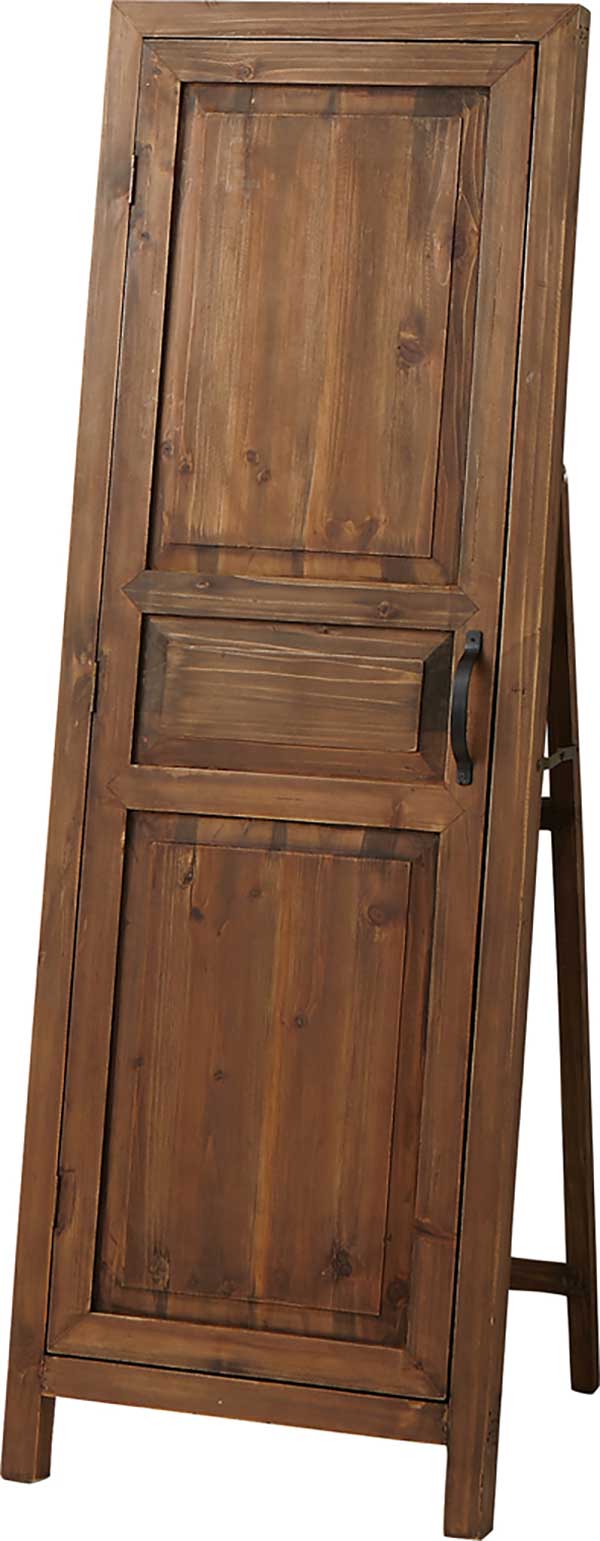 ヴィンテージ風　扉付き　全身鏡　姿見　スタンドミラー　木製　ウッド　鏡 代引き不可】鏡 ミラー スタンドミラー 全身 姿見 収納 天然木 木製