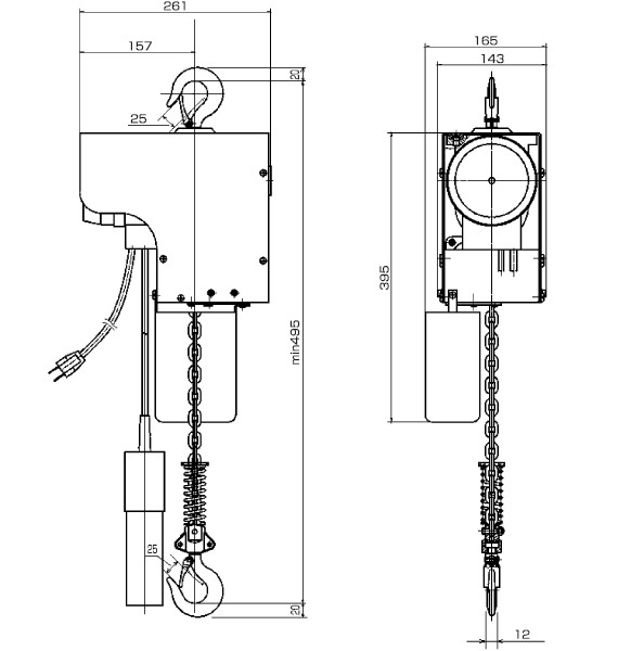 当店一番人気】 HHH 揚程6m ES250kg 電気チェーンブロック 単相100V スリーエッチ - その他 - hlt.no