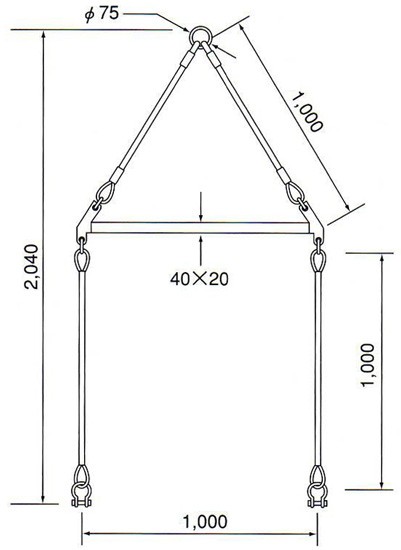 HHH　スリーエッチ　木材クランプ専用　2本吊用天秤　使用荷重500Kg　吊間隔1000mm　MOT-1000