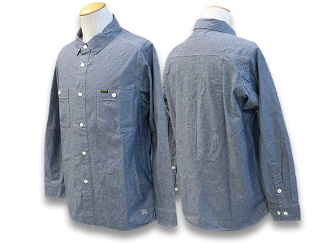 全3色【BLUCO/ブルコ】2023SS「Chambray L/S Work  Shirts/シャンブレーロングスリーブワークシャツ」(1121-3A01)(UNCROWD/アンクラウド/WOLF PACK/ウルフパック)