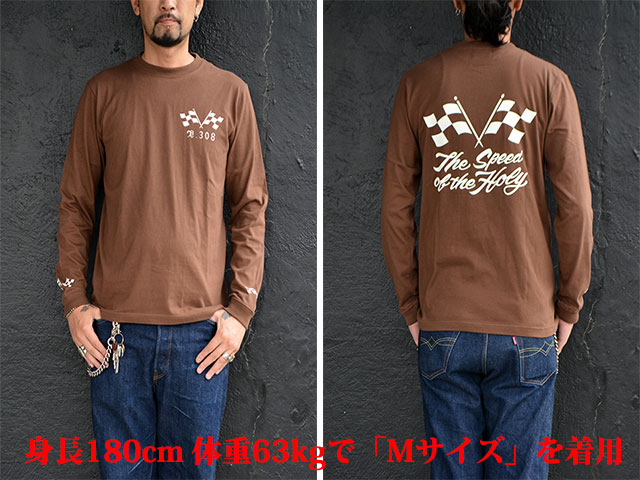 BLUE ROSE.308/ブルーローズ.308】「Crew Neck L/S Tee”Checker Flag 