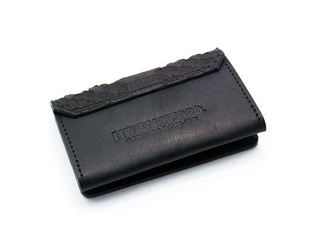 HWZN ブラックレザー小物入れ　ハウゼンブロス HWZN BROSS/ハウゼンブロス】「Pythone Leather Card Case/パイソン