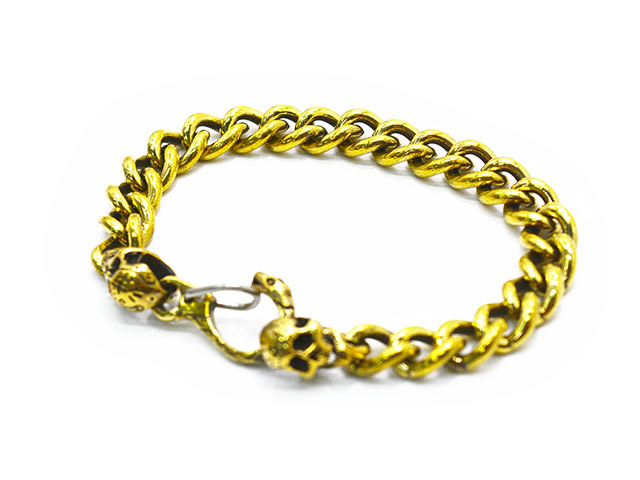 galcia/ガルシア】「Calavera Head&Snake Hook Brass Bracelet
