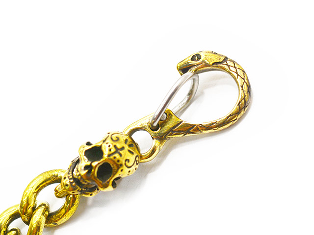 galcia/ガルシア】「Calavera Head&Snake Hook Brass Bracelet