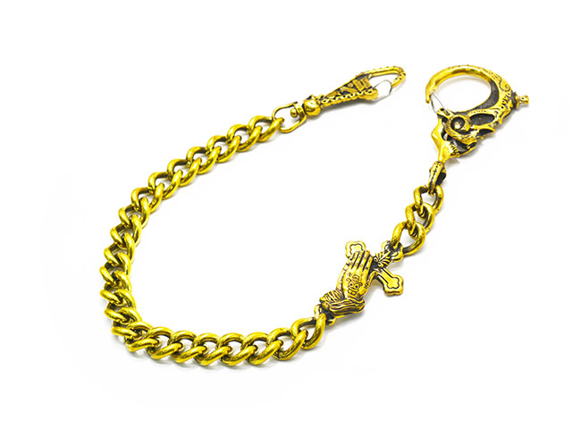 galcia/ガルシア】「Mexican Skull&Playing Hand Brass Wallet Chain
