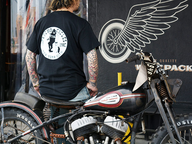 90年代 PSYCHO CYCLES プリン 長袖 Tee ハーレー　チョッパー PSYCHO CYCLES/サイコサイクルス】「Printed Crew Neck Tee”Left Chest