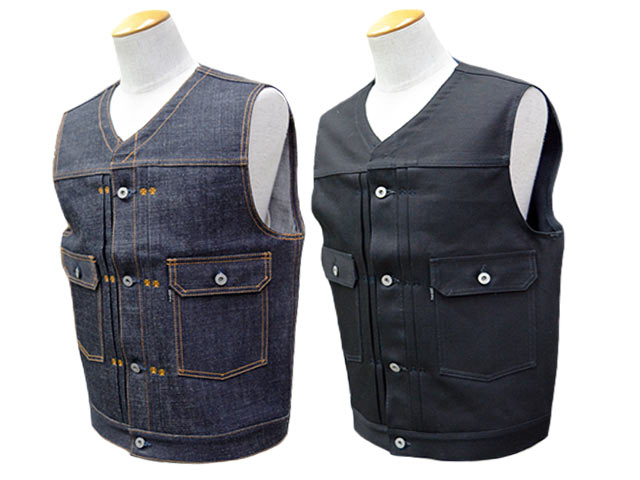 デラックスウエア／デニムベスト ROGUE VEST for サイズL 全2色【RED TAiL/レッドテイル】「Cross Denim Vest”6th No Collar