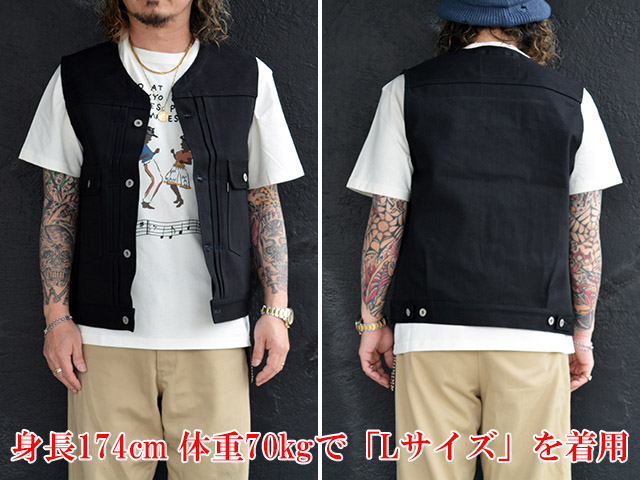 全2色【RED TAiL/レッドテイル】「Cross Denim Vest”6th No Collar