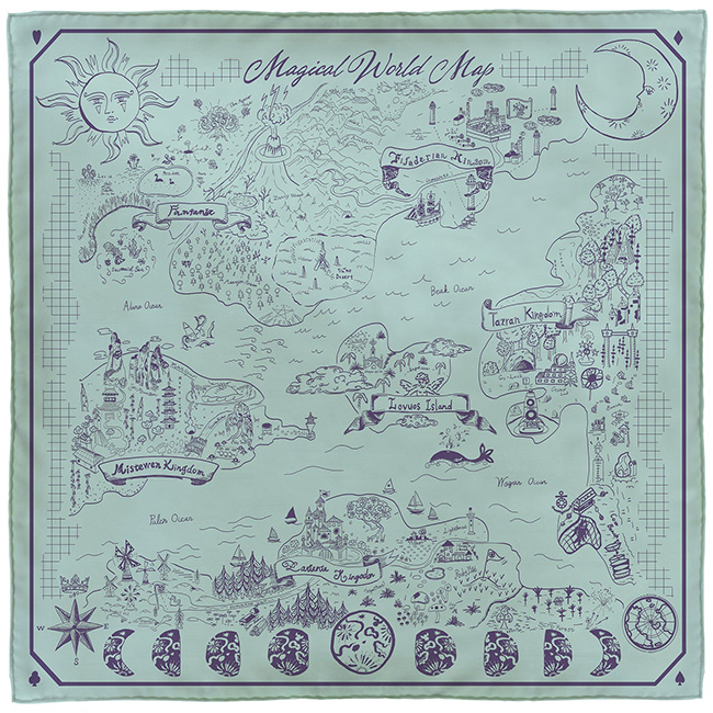 manipuri マニプリ ＜シルクスカーフ65＞MAGICAL MAP マジカルマップ 01413...