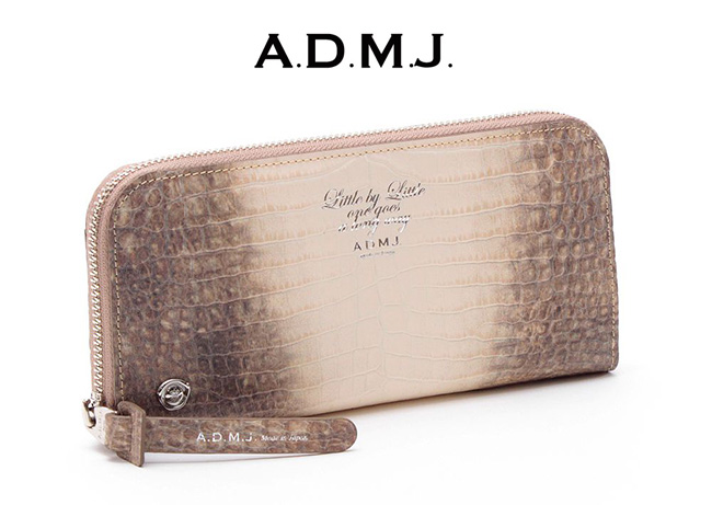 A.D.M.J（エーディーエムジェイ） ADMJ クロコダイル型押し ラウンド 