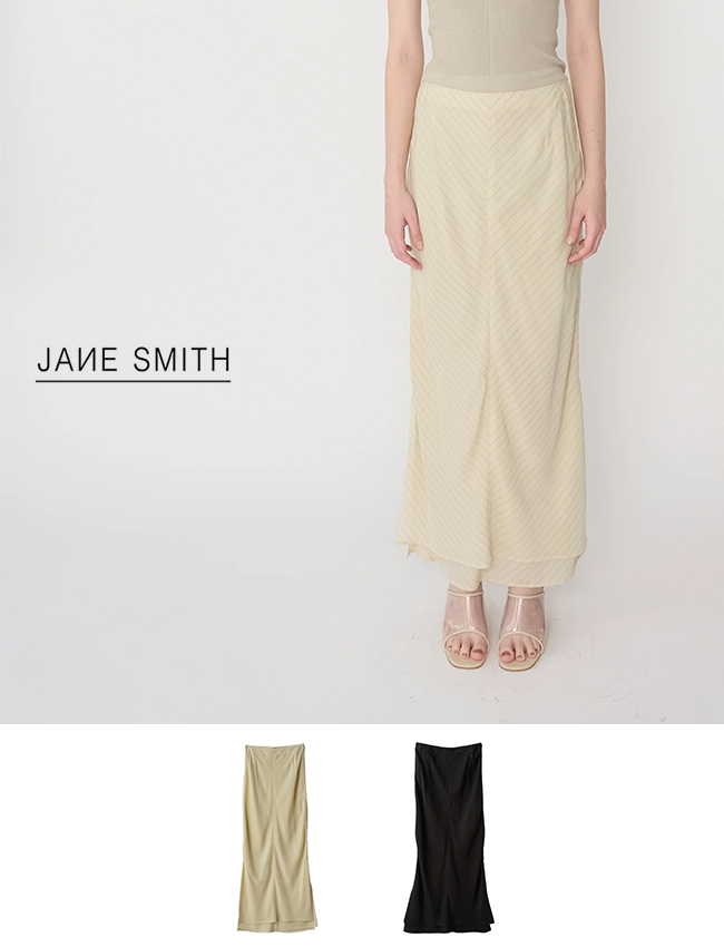 最大10%OFFクーポン WASHED SMITH(ジェーンスミス) JANE CUPRO SKIRT LONG STRIPE スカート