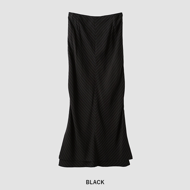 【美品】ジェーンスミス ジャンパースカート リネン ストライプ スリット JANE SMITH(ジェーンスミス) WASHED CUPRO STRIPE LONG SKIRT