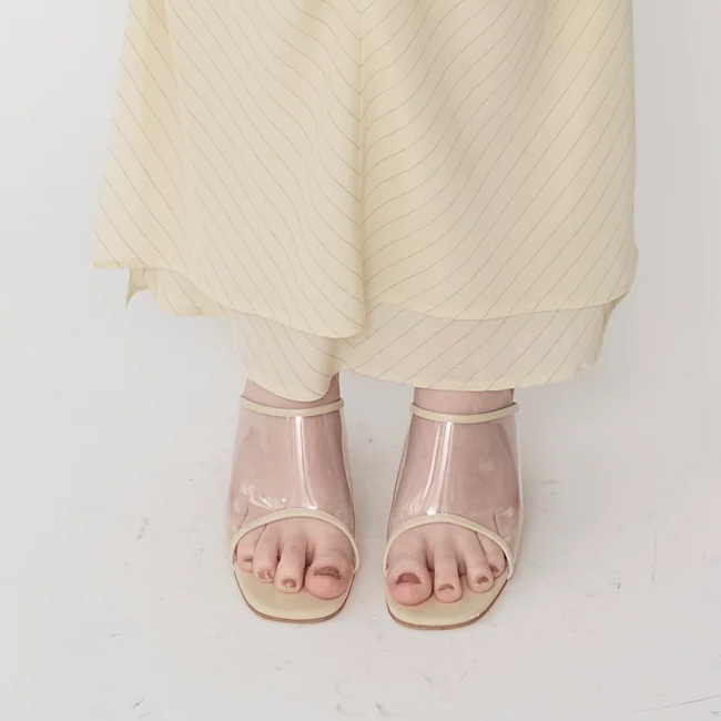 JANE SMITH(ジェーンスミス) WASHED CUPRO STRIPE LONG SKIRT