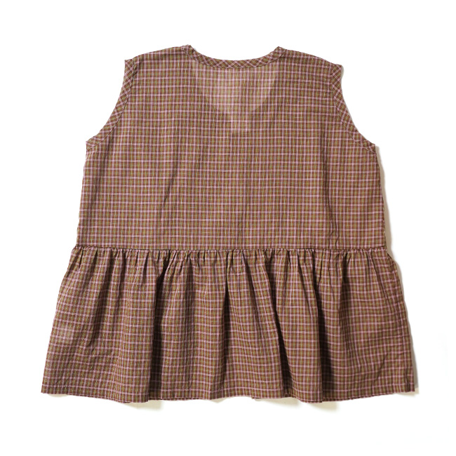 homspun（ホームスパン） ローンチェックノースリーブブラウス 5741