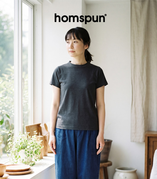 homspun（ホームスパン） 30/1天竺半袖Tシャツ コットン100％半袖