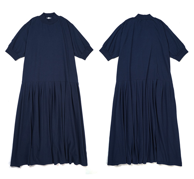 homspun homspun ホームスパン 30/1天竺 ハイネック半袖ワンピース 