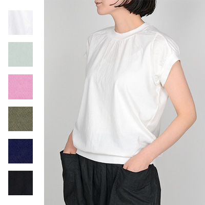 homspun ホームスパン 30/1天竺 キャップスリーブ Tシャツ 6382