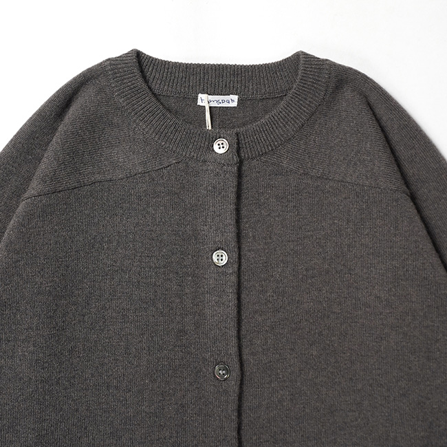 homspun(ホームスパン)縮絨起毛ウールラグランカーディガン homspun ホームスパン 縮絨起毛ウールラグランカーデ #TOPグレー
