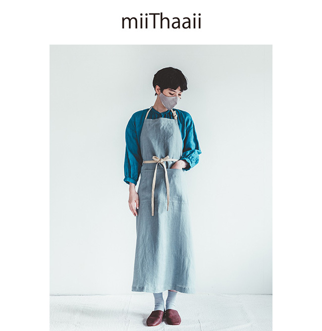 amitie アミティエ エプロン miiThaaii ミーターイー リネン アリシャ エプロン SAGE GREEN FJA001