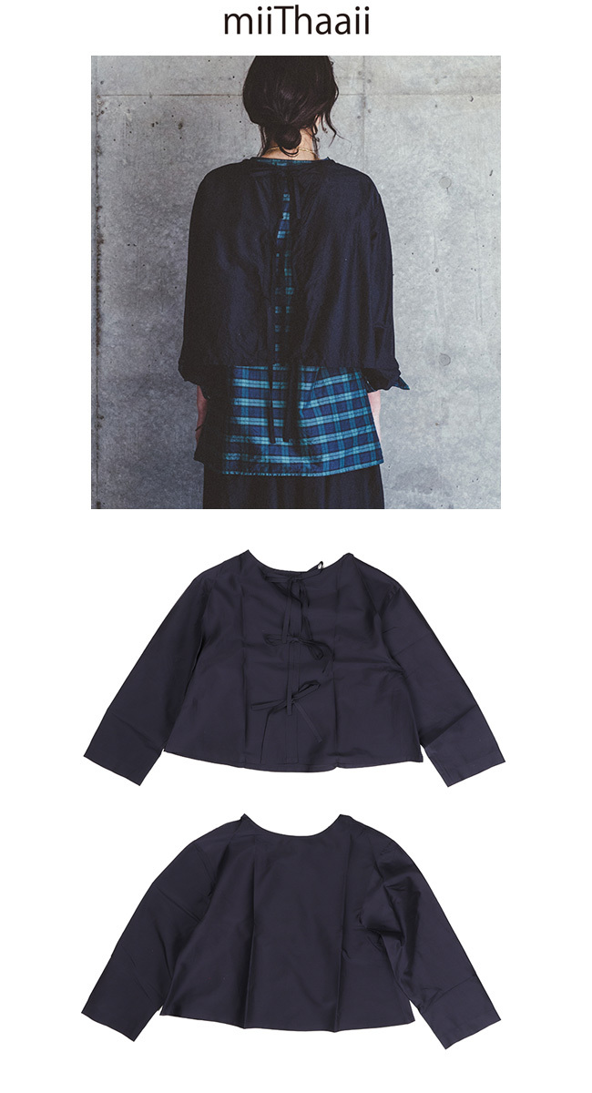 miiThaaii ミーターイー ディプティ タイ付きブラウス NAVY ニュイ 