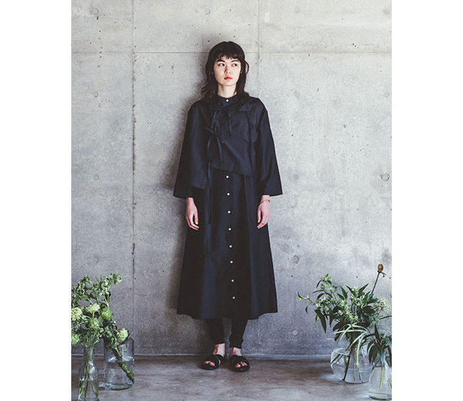 miiThaaii ミーターイー ディプティ タイ付きブラウス NAVY ニュイ 