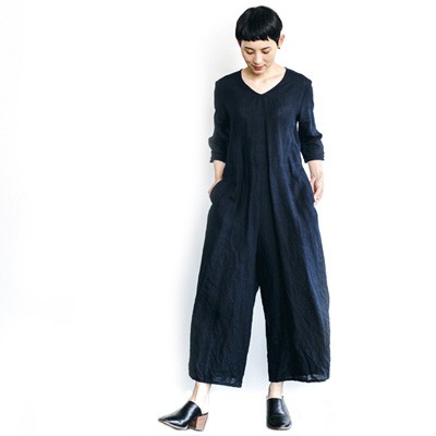 fog linen work フォグリネンワーク GIULIETTA JUMP SUITS NAVY ...