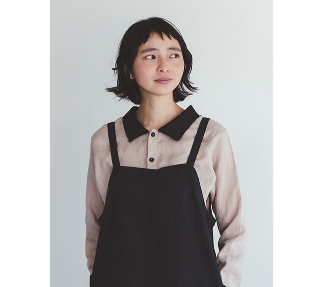 fog linen work フォグリネンワーク Ellie Salopette Black エリー