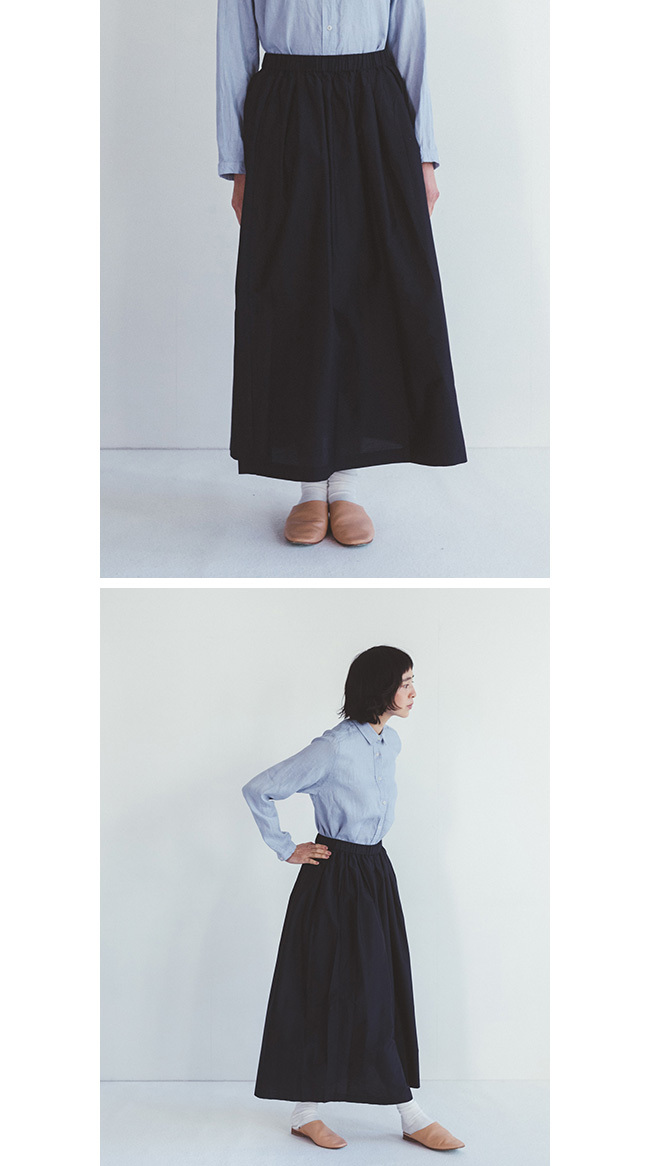 fog linen work フォグリネンワーク MISTUKI SKIRT NAVY ミツキ