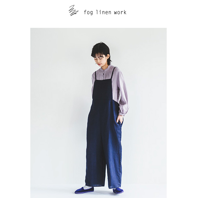 fog linen work フォグリネンワーク Elle Salopette Blue Dur エル