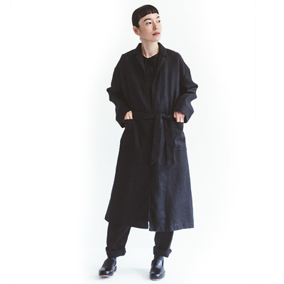 fog linen work フォグリネンワーク LOTTE COAT BLACK ロッテ コート ...