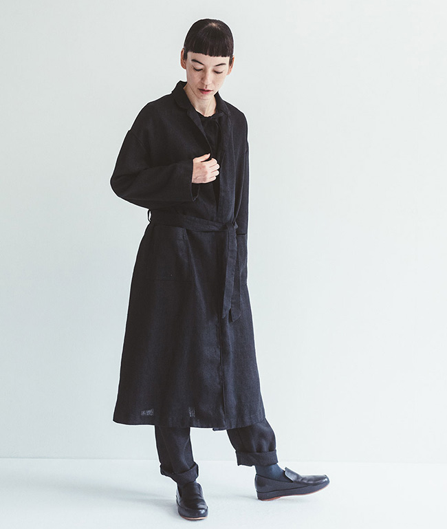 fog linen work フォグリネンワーク LOTTE COAT BLACK ロッテ