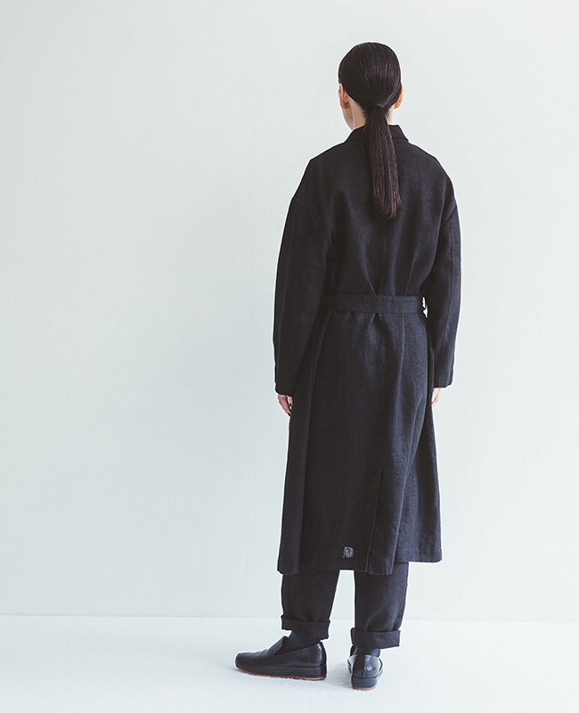 fog linen work フォグリネンワーク LOTTE COAT BLACK ロッテ