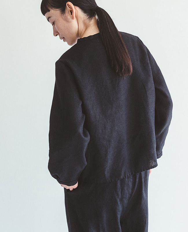 fog linen work（フォグリネンワーク） EDITH TOP BLACK エーディット
