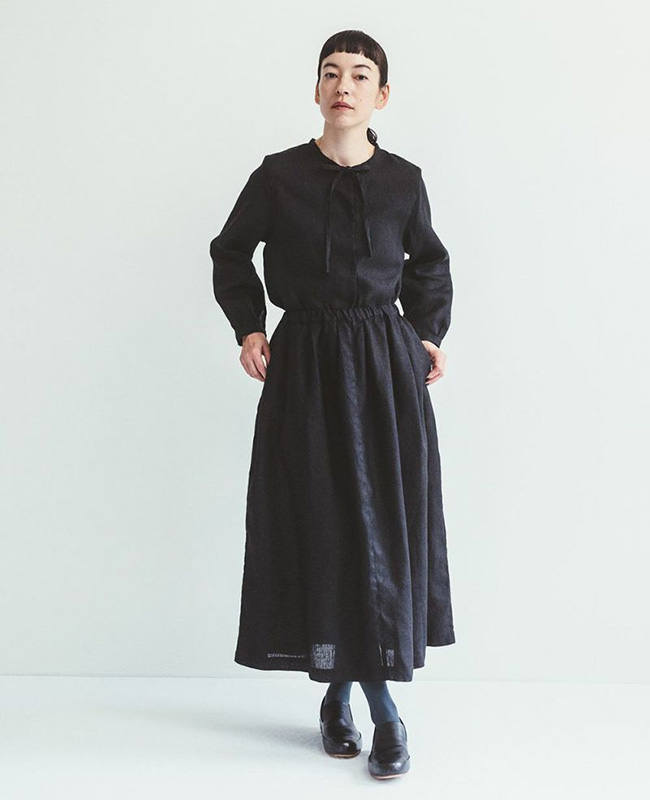 fog linen work（フォグリネンワーク） EDITH TOP BLACK エーディット