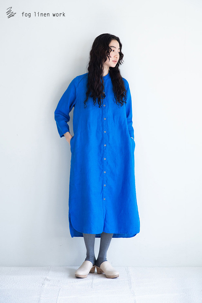 fog linen work フォグリネンワークLOUISE DRESS BLEU ROI ルイーズ　ワンピース　ブルーロワ　LWA663-1175