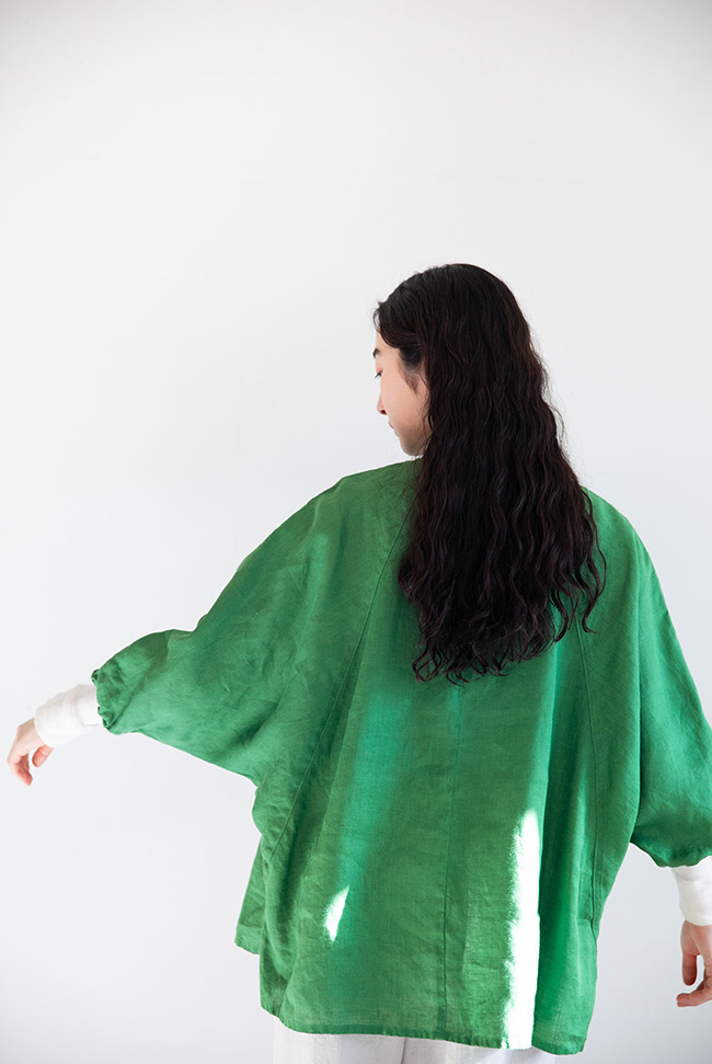 北欧暮らしの道具店別注　 フォグリネンワーク バックリボン　リネントップス 当店別注】fog linen work / リネントップス（ペールグレー・ブラック