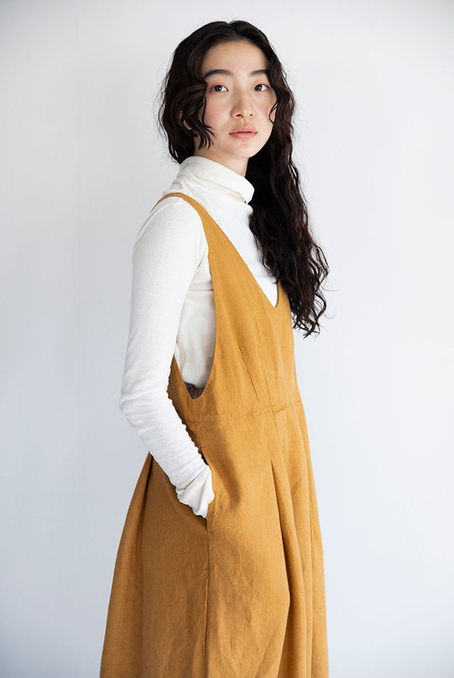 fog linen work フォグリネンワーク THAIS OVER DRESS CARAMEL