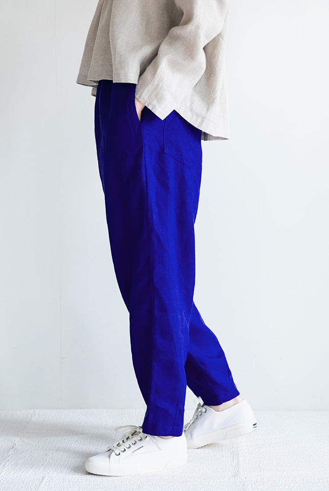 フォグリネンワーク　ソリンヌパンツ　ブルーアドリアティック fog linen work フォグリネンワーク SOLINE PANTS BLEU