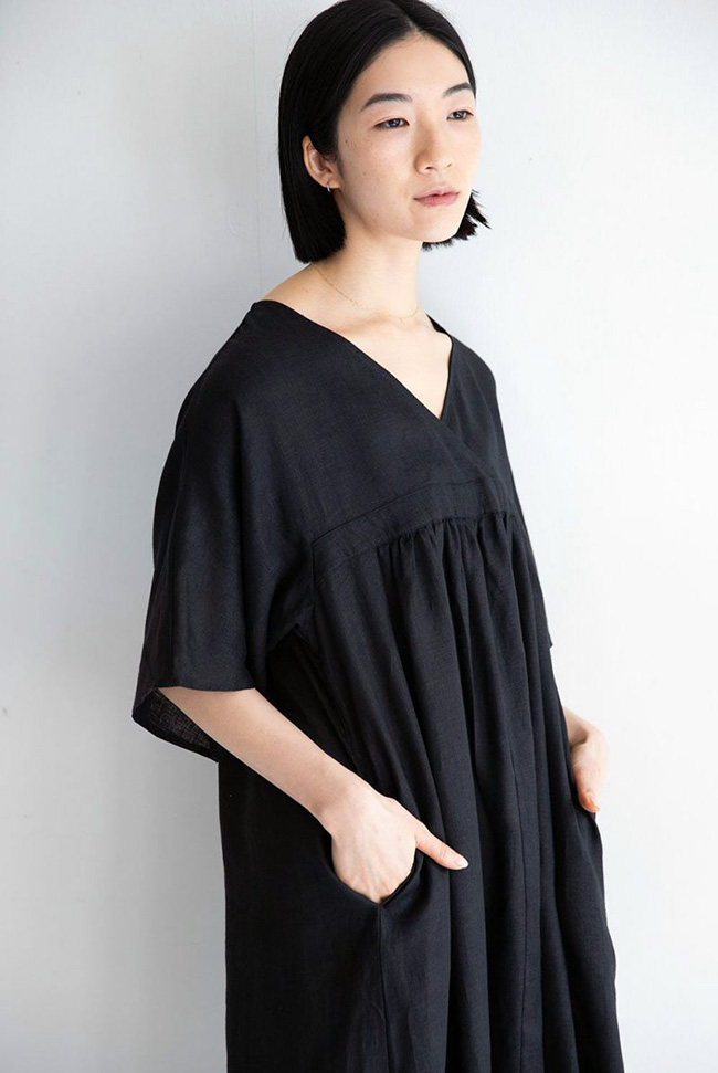 コットンリネンワッシャーワンピース/洗える(ワンピース