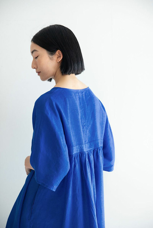 fog linen work フォグリネンワーク HARUKA DRESS BLUE ORIENT
