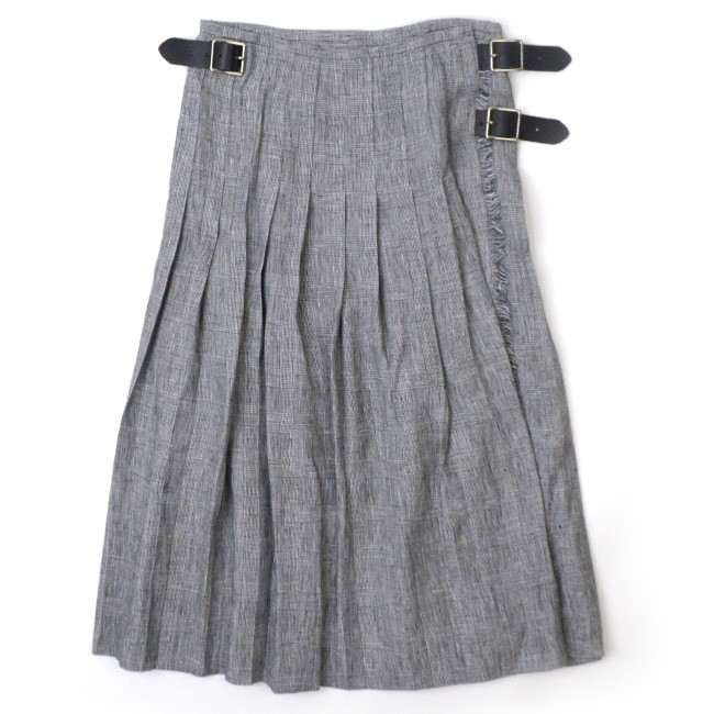 O'NEIL OF DUBLIN オニールオブダブリン)LOW WAIST PLEATS WRAP SKIRT WITH PINリネンプリーツラップ巻きスカート レディース｜womanremix｜06