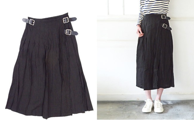 O'NEIL OF DUBLIN オニールオブダブリン)LOW WAIST PLEATS WRAP SKIRT WITH PINリネンプリーツラップ巻きスカート レディース｜womanremix｜04