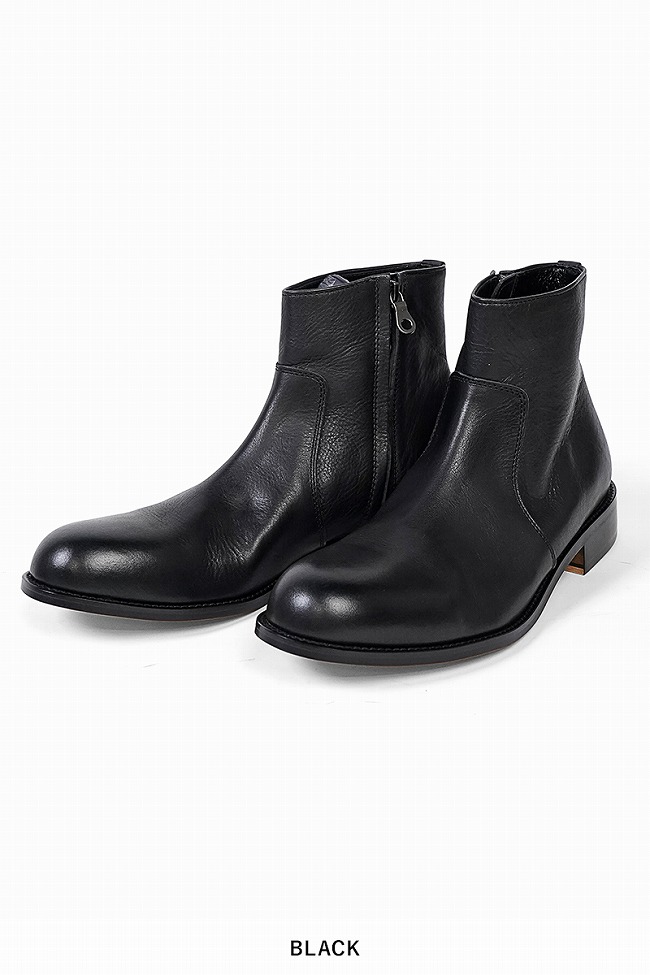 パドローネ サイドジップショートブーツ 41 ソール修理済 黒 本革 PADRONE（パドローネ） サイドジップブーツ SIDE ZIP BOOTS ラウル