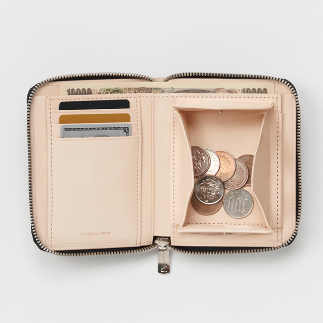 【ハンター！】エンダースキーマ スクエアジップパース 二つ折りミニ財布 黒 Hender Scheme (エンダースキーマ) square zip purse / スクエアジップ