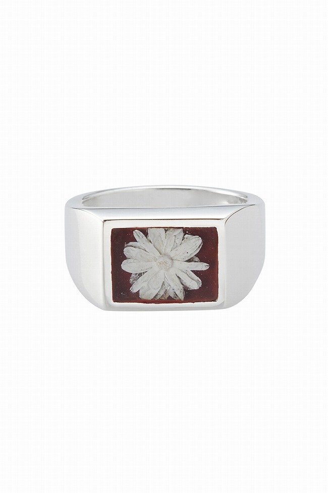 XOLO XOLO(ショロ) Signet Ring with Bordeaux Flower シグネット