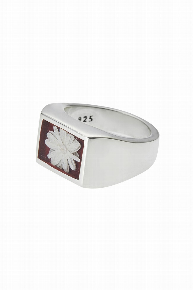 XOLO XOLO(ショロ) Signet Ring with Bordeaux Flower シグネット